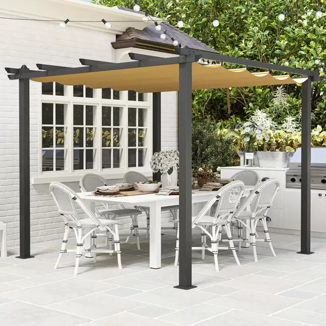 Outsunny Khaki Garden Gazebo 7.78 x 11.15ft