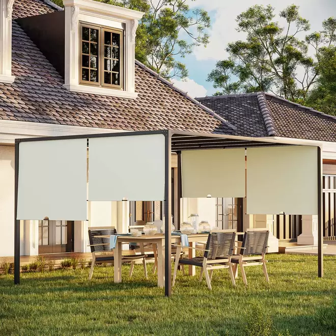 Outsunny Cream White LED Light Pergola Gazebo 3 x 4m