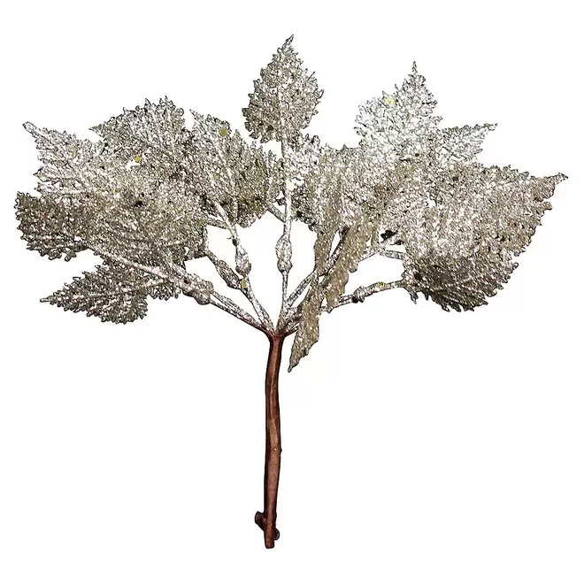 Gisela Graham Bunch of Pale Gold Glitter Acrylic Leaf Pick