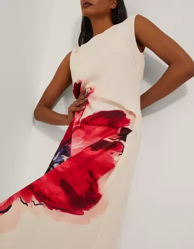Marinna Sleeveless Floral Maxi Dress Ivory