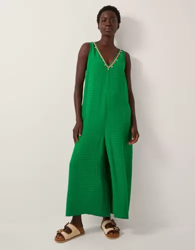 Hanna Embellished Sleeveless Jumpsuit Green