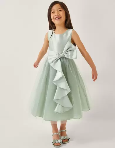 Waterfall Bow Tulle DressGreen