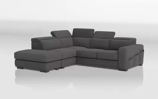 Melizzano 2 Corner 2 Sofa with Sliding Footrest, Left Hand Facing Chaise with Pockets & Ottoman
