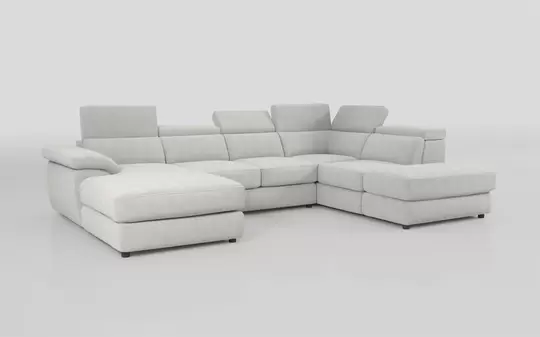 Norbello Corner Sofa Bed with Right Hand Facing Chaise and Left Hand Facing Storage Lounger and Otto