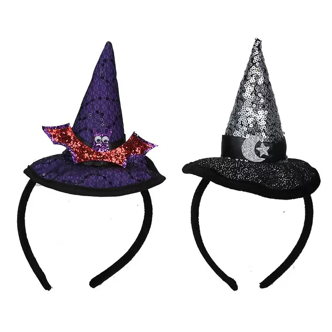 Gisela Graham Fabric Witch Hat Hairband (Assorted Designs)