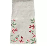 Peggy Wilkins Berry Cristmas Beige Runner - 35x190cm