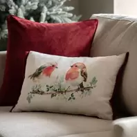 Festive Robin Pair Cushion - 30x50cm
