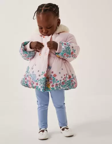 Baby Pippa Bunny Print Padded Coat Pink