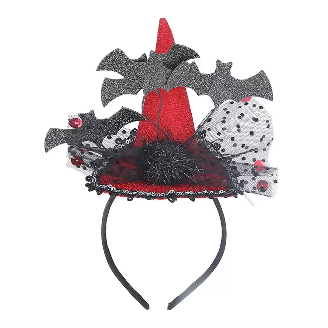 Gisela Graham Fabric Red Decorated Witch Hat Hairband