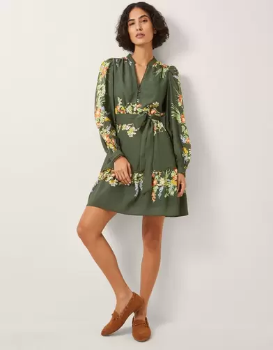 Jesse Floral Long Sleeve Mini Dress Green