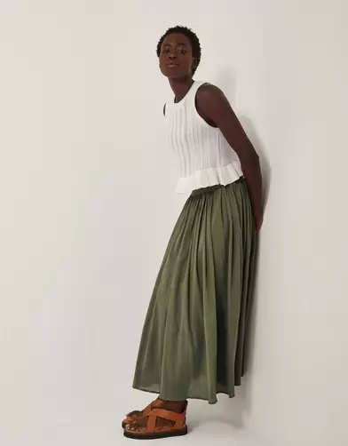 Bethany Crinkle Midi Skirt Green