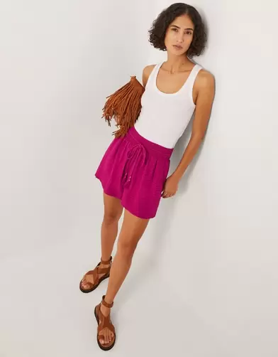 Paige High Waist Drawstring Shorts Pink