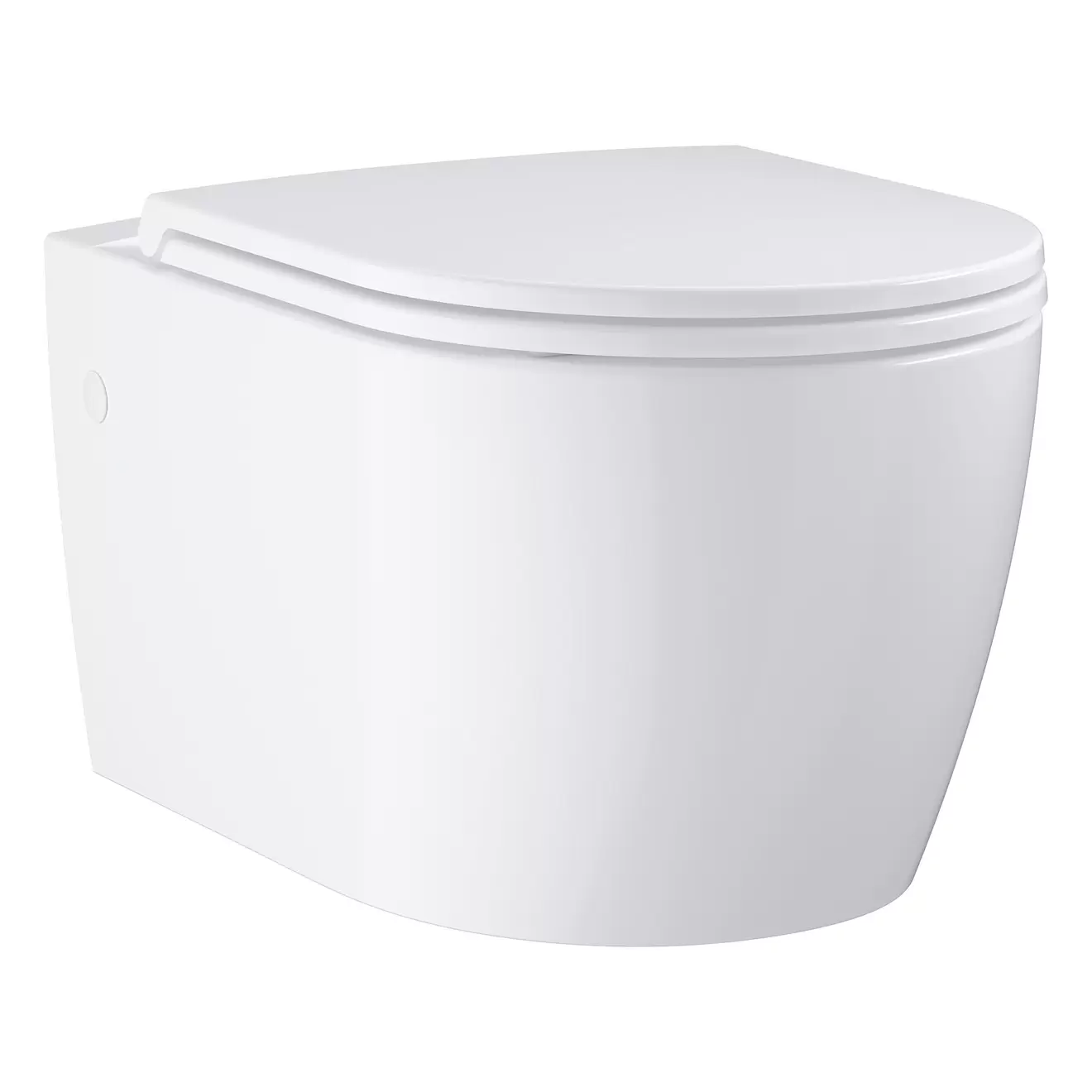 Grohe Start White Rimless Wall hung Round Toilet pan with Soft close seat