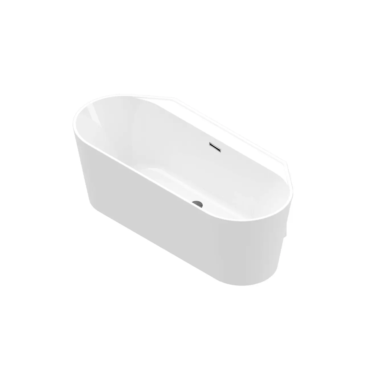 GoodHome Nakina Gloss White D-shaped Left or right-handed Back to wall Double ended Bath with 0 Tap holes (L)160cm (W)75cm