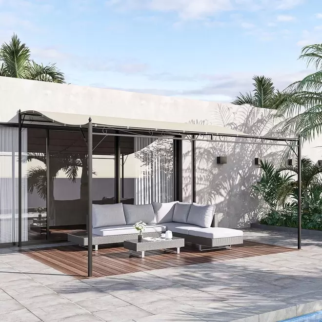 Outsunny 4 x 3m Cream Canopy Metal Gazebo