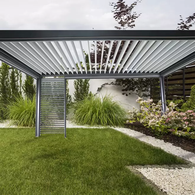 Malay Ibiza Grey Aluminium Pergola Side Shutter 2.3 x 1m