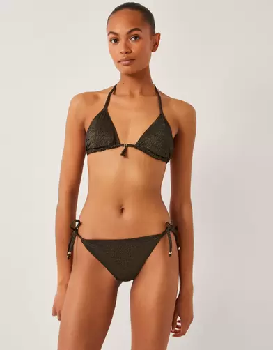 Mia Glitter Tie-Side Bikini Bottoms Black