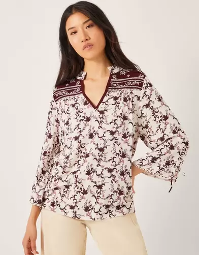 Jacqueline Floral Print Top Ivory