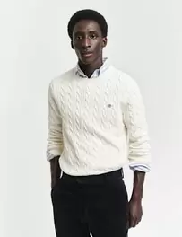 Pure Cotton Cable Crew Neck Jumper