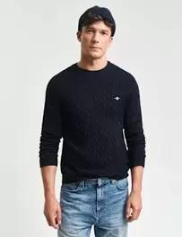 Pure Cotton Cable Crew Neck Jumper