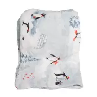Festive Penguins Blue Winter Throw - 130x150cm