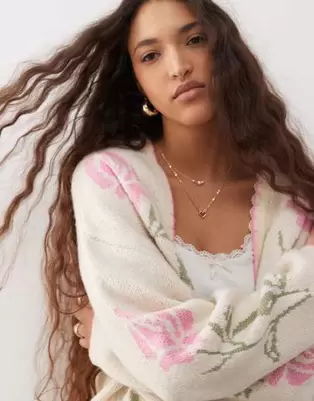 Miss Selfridge floral edge to edge cardigan