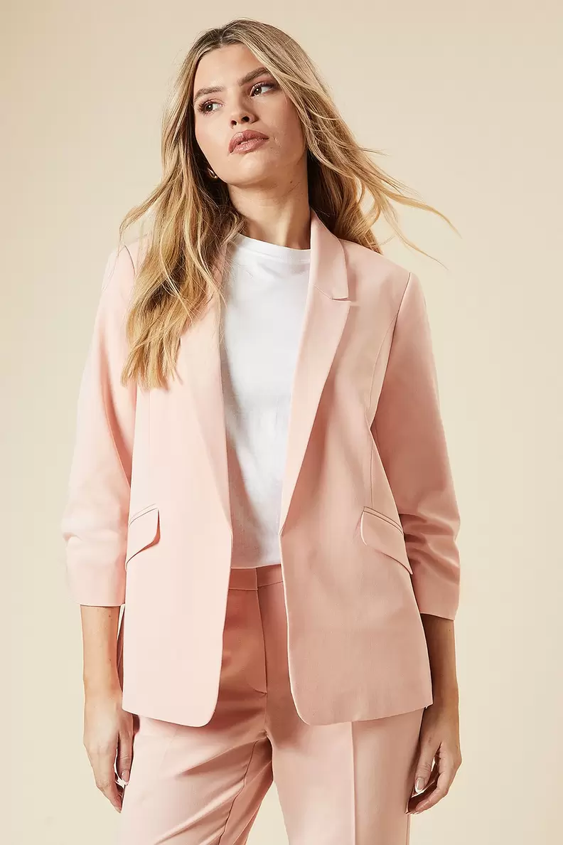 Ruched Sleeve Blazer