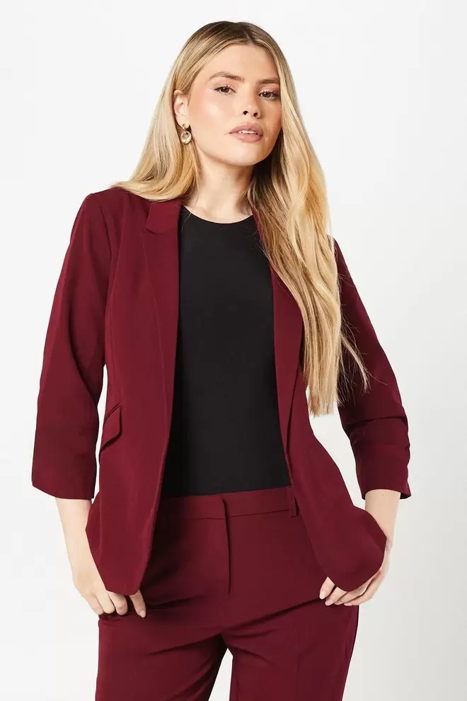Ruched Sleeve Blazer
