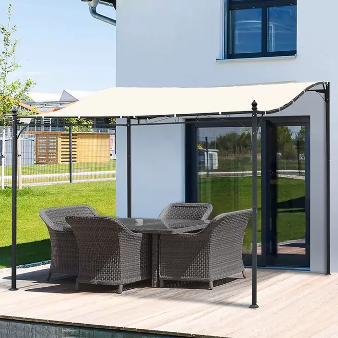 Outsunny 2.5 x 2.97m Cream Metal Elegant Pergola
