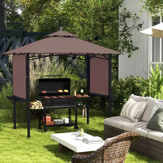 Outsunny 2.5 x 1.5m Coffee Waterproof Canopy Awning