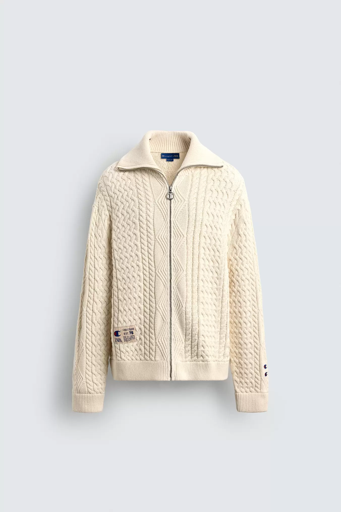 CHAMPION® X ZARA JACQUARD CABLE-KNIT CARDIGAN