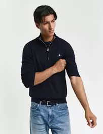 Pure Cotton Funnel Neck Half Zip Jumper