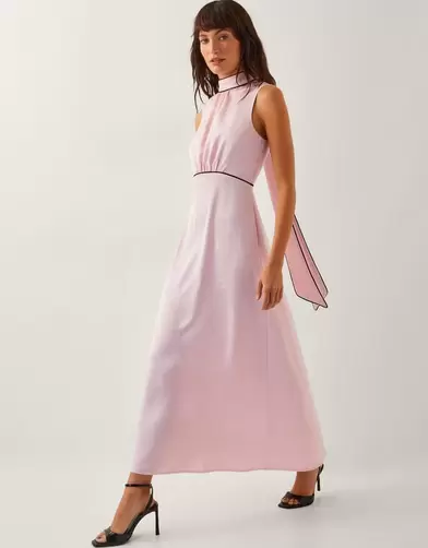 Maeve Sleeveless Satin Midi Dress Pink