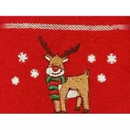 Kitchen Tea Towel Xmas Reindeer Red