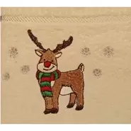 Kitchen Tea Towel Xmas Reindeer Cream
