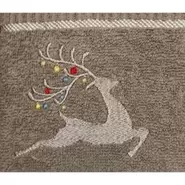 Kitchen Tea Towel Xmas Stag Mid Silver Grey
