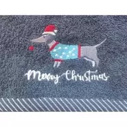 Kitchen Tea Towel Xmas Dachshund Grey