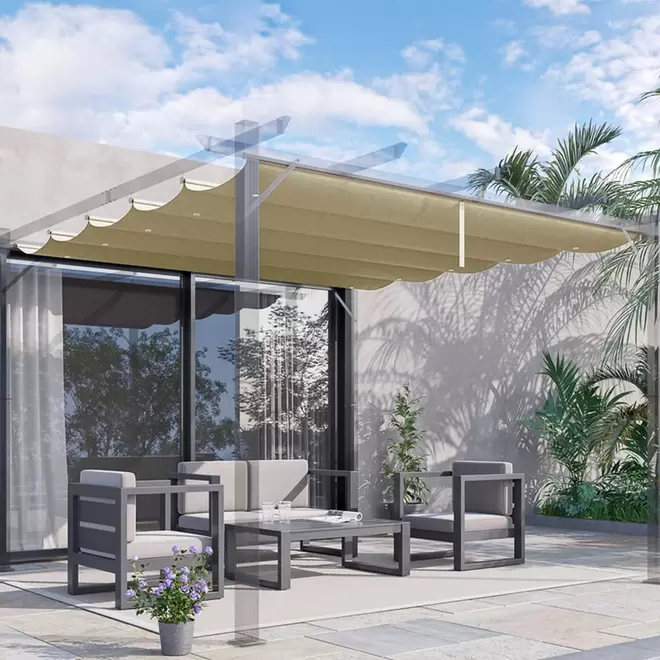 Outsunny Beige Replacement Canopy for 3 x 3m Retractable Pergola