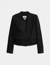 Pure Linen Collarless Cropped Jacket