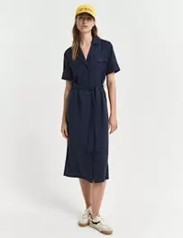 Lyocell Rich Knee Length Shirt Dress