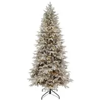 6.5ft Pre-lit Dual Colour Slim Parque Flocked PE & PVC Artificial Tree