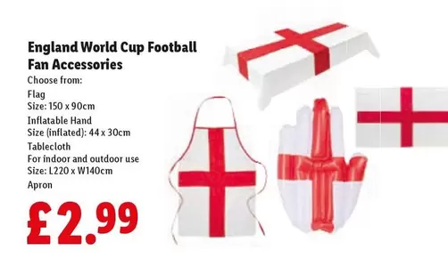England World Cup Football Fan Accessories