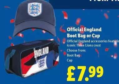 Official England Boot Bag or Cap