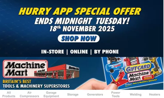 Machine Mart catalogue in Maidstone | Hurry App Special Offer | 2025-11-17T00:00:00.000Z - 2025-11-18T00:00:00.000Z