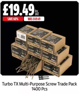 Screwfix catalogue in Cannock | Turbo TX Multi Purpose Screw Trade Pack 1400 Pcs | 2025-11-19T00:00:00.000Z - 2025-12-08T00:00:00.000Z