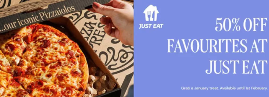 Pizza Express catalogue | 50% Off Favourites At Just Eat | 2026-01-19T00:00:00.000Z - 2026-02-01T00:00:00.000Z