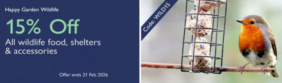 Squires Garden Centres catalogue in Sutton | Happy Garden Wildlife 15% Off | 2026-01-26T00:00:00.000Z - 2026-02-21T00:00:00.000Z