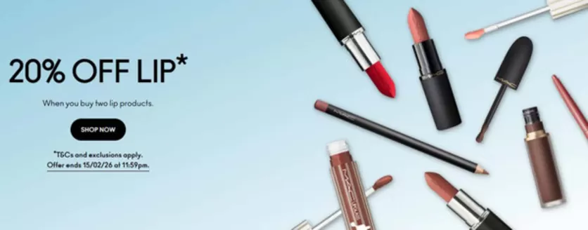 MAC Cosmetics catalogue in Perth | 20% Off Lip* | 2026-02-13T00:00:00.000Z - 2026-02-15T00:00:00.000Z