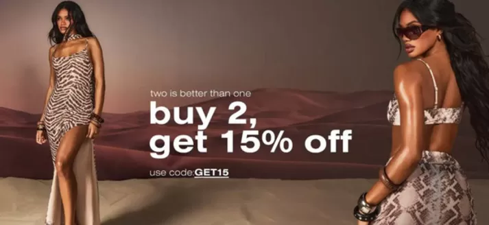Missguided catalogue in Stalham | Buy 2 Get 15% Off  | 2026-06-24T00:00:00.000Z - 2026-07-08T00:00:00.000Z