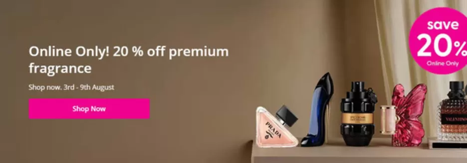 Superdrug catalogue in High Wycombe | Online Only ! 20% Off Premium Fragrance | 2026-08-04T00:00:00.000Z - 2026-08-26T00:00:00.000Z